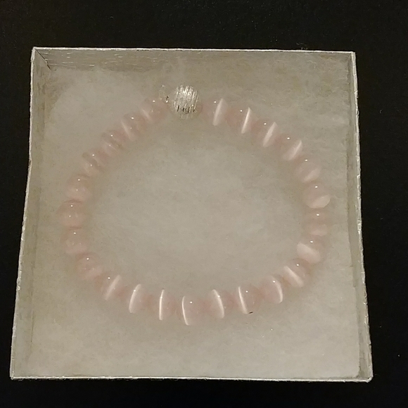 Carnation Pink Cat Eye Stone Bracelet - Picture 2 of 8